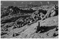 Rocks and slabs on the south slopes of Fortymile Ridge. Grand Staircase Escalante National Monument, Utah, USA ( black and white)