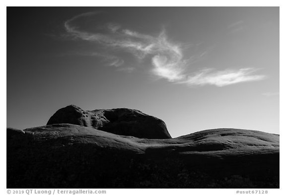 Dance Hall Rock and cloud. Grand Staircase Escalante National Monument, Utah, USA (black and white)