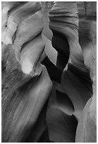 Sculpted walls, Peek-a-Boo slot canyon. Grand Staircase Escalante National Monument, Utah, USA ( black and white)