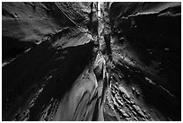 Dark and narrow passage, Spooky slot canyon. Grand Staircase Escalante National Monument, Utah, USA ( black and white)