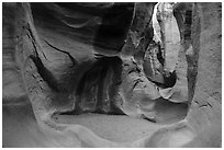 Chamber, Peek-a-Boo slot canyon, Dry Fork Coyote Gulch. Grand Staircase Escalante National Monument, Utah, USA ( black and white)
