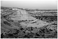 Sandstone domes, twilight. Grand Staircase Escalante National Monument, Utah, USA ( black and white)