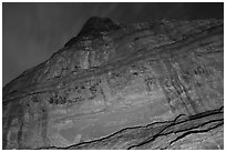 Cliff with Hundred Handprints panel. Grand Staircase Escalante National Monument, Utah, USA ( black and white)