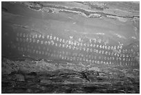 Hundred Handprints petroglyphs panel. Grand Staircase Escalante National Monument, Utah, USA ( black and white)