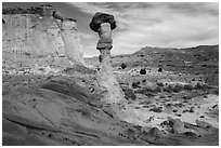 Caprock and cliffs, Wahweap Wash. Grand Staircase Escalante National Monument, Utah, USA ( black and white)