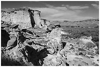 Cliffs and Wahweap Wash. Grand Staircase Escalante National Monument, Utah, USA ( black and white)