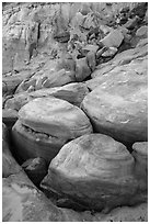 Rounded rocks, Wahweap Wash. Grand Staircase Escalante National Monument, Utah, USA ( black and white)