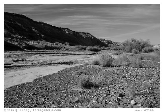Wahweap Wash bed. Grand Staircase Escalante National Monument, Utah, USA (black and white)