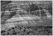 Colorful badlands of Chinle formation, Old Paria. Grand Staircase Escalante National Monument, Utah, USA ( black and white)