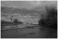 Cliffs and sunset and Paria River. Grand Staircase Escalante National Monument, Utah, USA ( black and white)