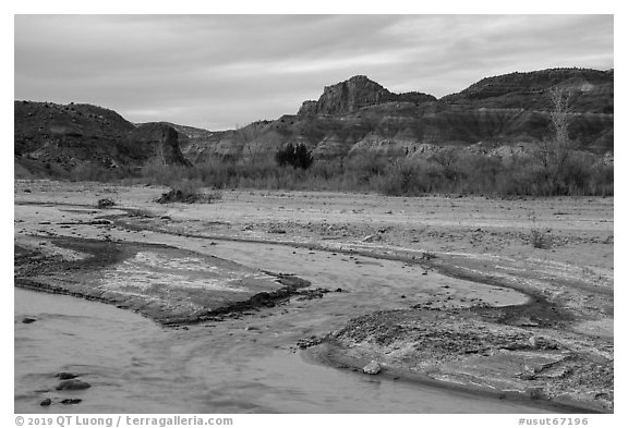 Paria River. Grand Staircase Escalante National Monument, Utah, USA (black and white)