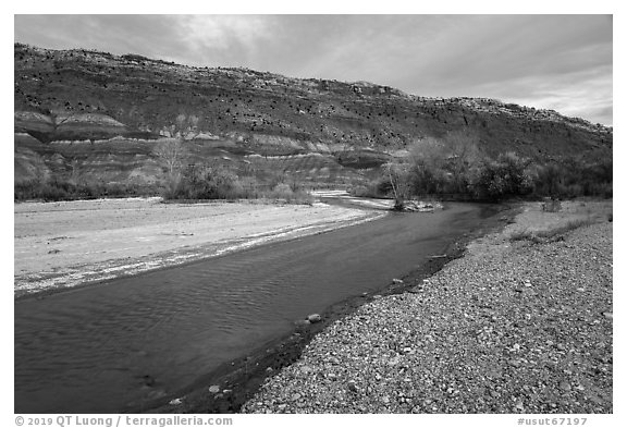 Paria Riverbanks, Old Pahrea. Grand Staircase Escalante National Monument, Utah, USA (black and white)