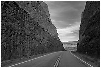 Road cut through Comb Ridge anticline. Bears Ears National Monument, Utah, USA ( black and white)