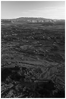 Indian Creek from Needles Overlook, sunset. Bears Ears National Monument, Utah, USA ( black and white)