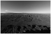 Indian Creek from Needles Overlook by moonlight. Bears Ears National Monument, Utah, USA ( black and white)