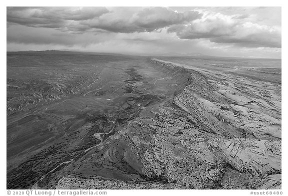 Aerial view of Comb Ridge. Bears Ears National Monument, Utah, USA (black and white)