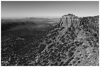 Aerial view of West Bears Ears Butte and Cedar Mesa. Bears Ears National Monument, Utah, USA ( black and white)