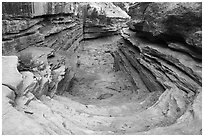 Sloping Slickrock chute, Bullet Canyon. Bears Ears National Monument, Utah, USA ( black and white)