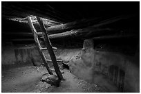 Inside Perfect Kiva. Bears Ears National Monument, Utah, USA ( black and white)