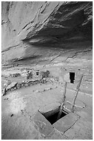 Entrance to Perfect Kiva. Bears Ears National Monument, Utah, USA ( black and white)