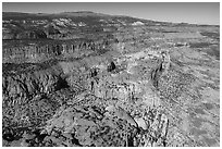 Aerial view of multicolored cliffs. Grand Staircase Escalante National Monument, Utah, USA ( black and white)