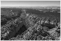Aerial view of Long Canyon. Grand Staircase Escalante National Monument, Utah, USA ( black and white)