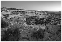 Near Heads of the Rocks at dawn. Grand Staircase Escalante National Monument, Utah, USA ( black and white)