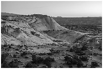 Slickrock at dawn near Heads of the Rocks. Grand Staircase Escalante National Monument, Utah, USA ( black and white)