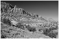Wingate Sandstone cliffs, Burr Trail. Grand Staircase Escalante National Monument, Utah, USA ( black and white)