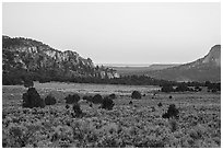 Bullrush Hollow at sunset. Grand Staircase Escalante National Monument, Utah, USA ( black and white)