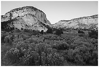 Johnson Canyon at dusk. Grand Staircase Escalante National Monument, Utah, USA ( black and white)