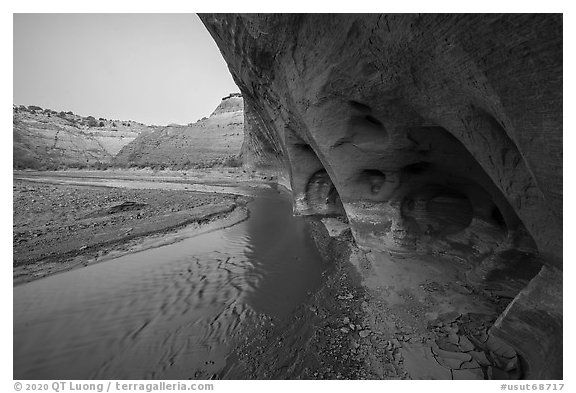 Paria River Windows at dawn. Grand Staircase Escalante National Monument, Utah, USA (black and white)