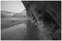 Paria River Windows at dawn. Grand Staircase Escalante National Monument, Utah, USA ( black and white)