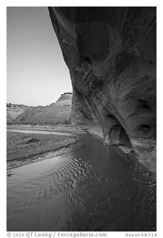 Paria River and Windows at dawn. Grand Staircase Escalante National Monument, Utah, USA (black and white)