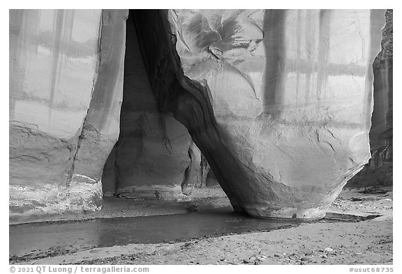 Sliderock Arch. Paria Canyon Vermilion Cliffs Wilderness, Arizona, USA (black and white)
