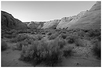 Petrified sand dunes bordering Paria Canyon at dusk. Grand Staircase Escalante National Monument, Utah, USA ( black and white)