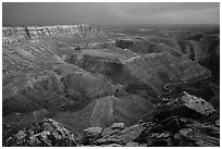 Cliffs near Muley Point, dusk. Utah, USA (black and white)