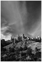 Hoodoos and clouds, Red Canyon, Dixie National Forest. Utah, USA ( black and white)