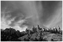 Hoodoos and clouds, Red Canyon, Dixie National Forest. Utah, USA ( black and white)