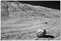 Boulder and striated Sandstone, Burr Trail, Grand Staircase Escalante National Monument. Utah, USA (black and white)