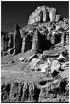 Tall multicolored cliffs, Burr Trail, Grand Staircase Escalante National Monument. Utah, USA (black and white)