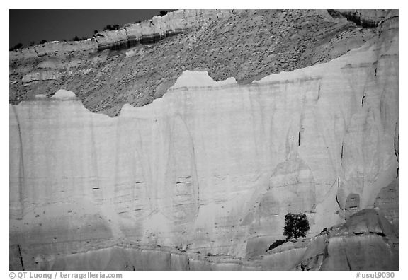 Red cliffs of Entrada sandstone, sunset, Kodachrome Basin State Park. Utah, USA (black and white)