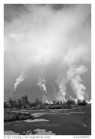 Refinery near Provo. Utah, USA (black and white)