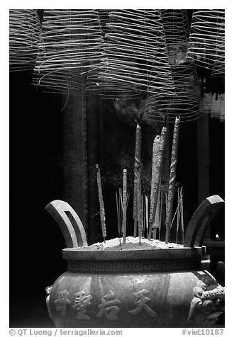 Incense stick and coils. Cholon, District 5, Ho Chi Minh City, Vietnam (black and white)