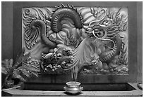 Dragon bas-relief. Cholon, District 5, Ho Chi Minh City, Vietnam (black and white)