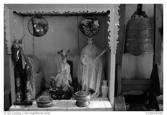 Altar dedicated to historic genies. Cholon, District 5, Ho Chi Minh City, Vietnam (black and white)