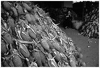 Loads of pinaaples. Cholon, Ho Chi Minh City, Vietnam (black and white)