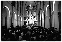 Christmas mass, Cathedral St Joseph. Ho Chi Minh City, Vietnam (black and white)