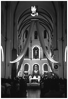 Christmas night mass, Cathedral St Joseph. Ho Chi Minh City, Vietnam ( black and white)