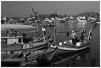 Fishing boats, Duong Dong. Phu Quoc Island, Vietnam (black and white)